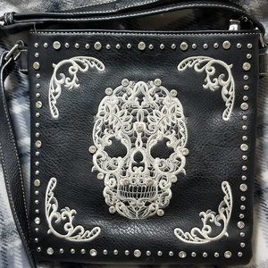 Montana West Embroidered Sugar Skull Crossbody Bag